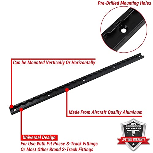 Pit Posse 11021Bk 2 Ft Aluminum L Track Anchor Tie Down Rail System - S Track For Enclosed Cargo Trailer, Van, Truck, Rv, Suv (Black) #TOP4
