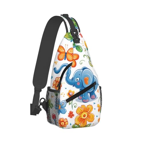 Mochila cruzada unisex estilo Cartoon Elephant Flower miniatura 2