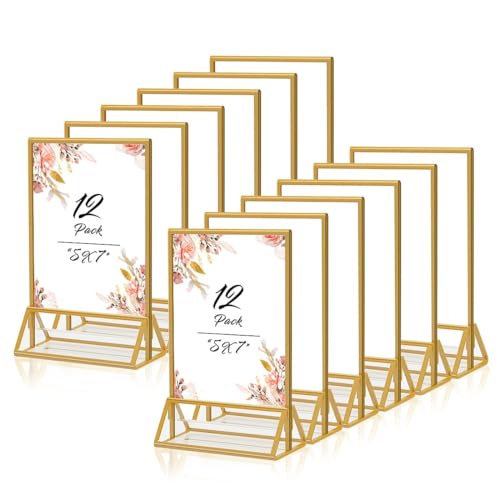 Acrylic sign holder 5x7 double-sided with gold frame