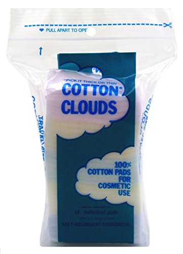 Cotton Clouds Rainbow Color 60 Count (12 Bags) Travel Size