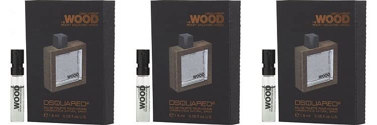 He Wood Rocky Mountain Wood By: DSquared2 .05 oz EDT, Men's Sample-Vials -Lot Of 3-