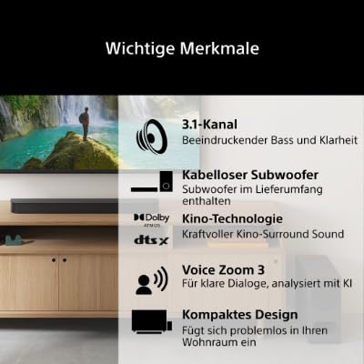 Sony BRAVIA Theatre Bar 5, 3.1-Kanal-Soundbar mit kabellosem Subwoofer