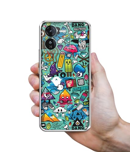 Image of Crazy Design Printed Silicon Soft TPU Back Case Cover for Iqoo Z9 5G, Multicolor