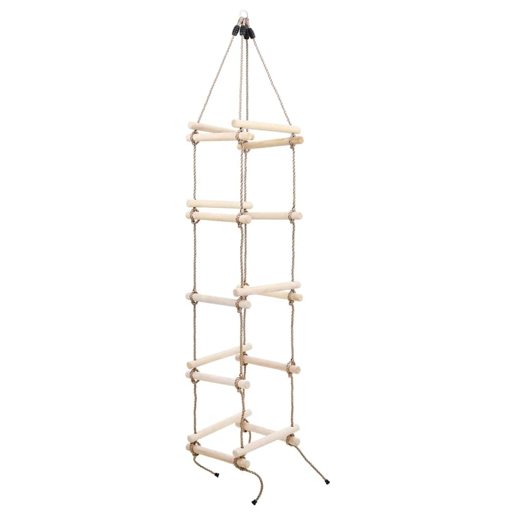 Escalera de cuerda de madera con 5 peldaños, 200 cm de altura
