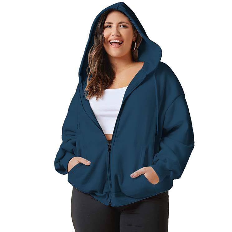 Image of FUNKY MONKEY Plus Size Loose FIT Womens Zip UP Hoodie Sizes Till 5XL