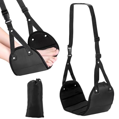 HhBdy Reposapiés para Avión, Reposapies Coche Niños Textura Esponjosa Travel Essentials para Colgar Reposapies Avion Portátil para Oficina Residencia estudiantil Avión Tren Coche Descansa (Negro)