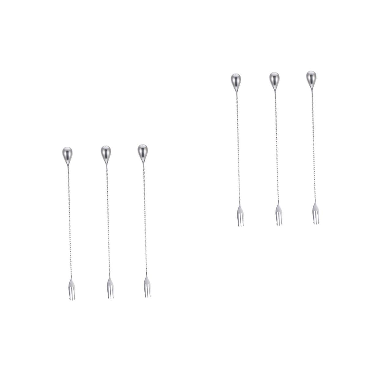 Cuillères à mélanger de 32 cm TOPBATHY en lot de 6 pièces au fini poli
