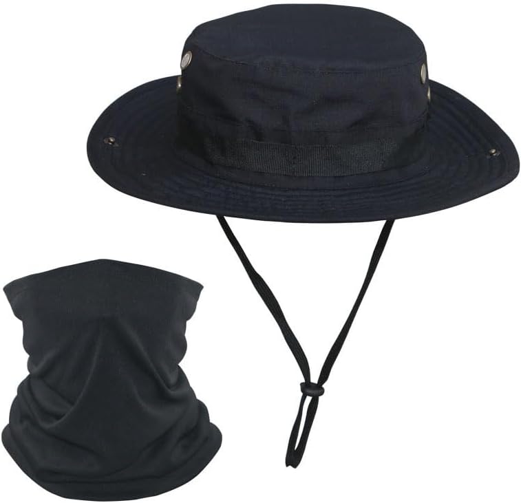 Outdoor Sports Shooting Hiking Fishing Tactical Camouflage Fisherman Boonie Hat Neckerchief Set