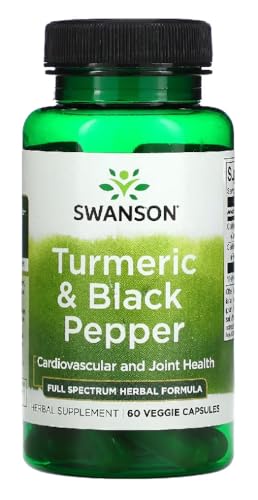 Swanson - Turmeric & Black Pepper | Cúrcuma y Pimienta Negra | Apoyo Natural para la Salud Articular - 60 Cápsulas