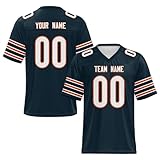 Custom Football Jersey Personalized Team Sports Uniform with Name & Number, Practice Shirt for Men Women Youth Kids (Bear - Navy)