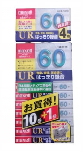 maxell UR �J�Z�b�g�e�[�v 60��, 10+1�{ & 4�{�p�b�N, ���y�E��b�E�p��b�p, �͂�����^�� UR-60X15