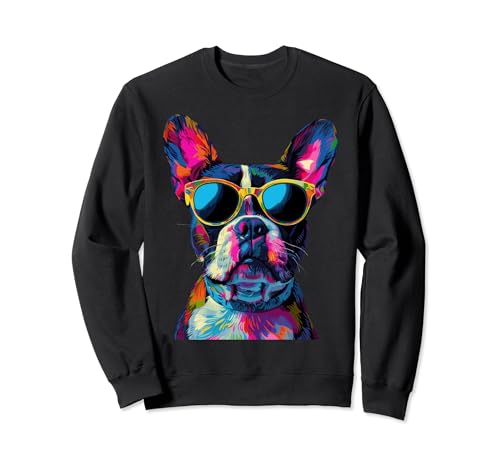 Los amantes del Boston Terrier diseñan un divertido Boston Terrier de arte pop Sudadera