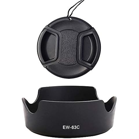 Lens Hood EW-63C & 58mm Lens Cap Compatible for Canon EF-S 18-55mm f/3.5-5.6 Lens, EF-S 18-55mm f/4-5.6 Lens on T8i T7i 90D 80D 77D Camera (1+1 Pack) Cover