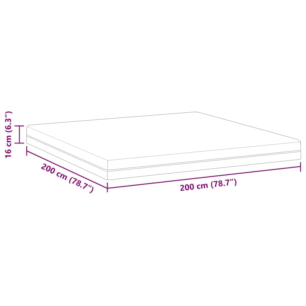 Materac z pianki memory, średni, 200 x 200 cm, biało-szary, 16 cm, z oddychającym obiciem i antypoślizgowym podłożem, do sypialni, dla gości, łóżko kontynentalne
