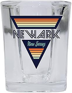 R and R Imports Newark New Jersey 2 Ounce Square Base Liquor Shot Glass Retro Design