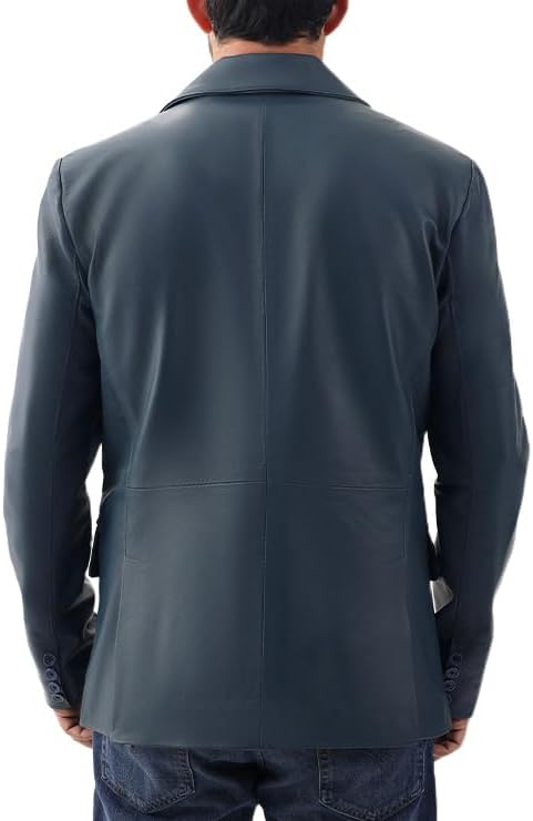 Leather Blazer for Men - Real Lambskin Casual Blazer Jacket with 2-Button Closure Coat - Image 5