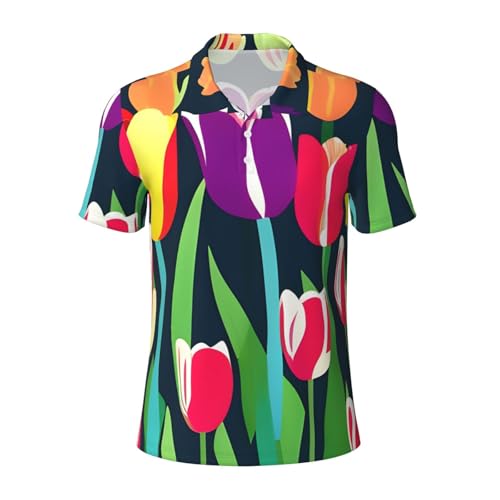 Polo imprimé tulipes homme chemise décontractée idéale pour vos week-ends en terrasse