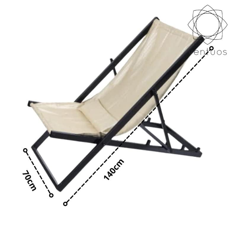 Rest Chair Outdoor and Indoor, Metal Furniture Relaxing and Comfortable Reclining,Garden, Living Room, Balcony, Hall,Deck Adjustable Sun Lounger for Beach- (Cream) 1