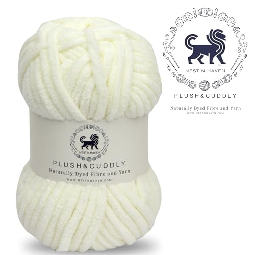 NESTNHAVEN, Wool, Plush & Cuddly, Chenille Yarn Supersoft Hand Knitting Wool Ball, (1 Ball/100 Gram Each) Ball Suitable for Craft, Babywear, Baby Blankets, 5 Bulky, Shade no - NNHB0031 (Off White) - Image 2