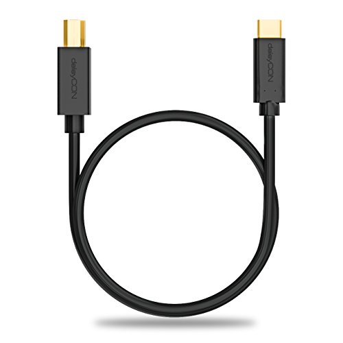 deleyCON 1 m kabel USB 2.0 - wtyczka typu C na USB B - kabel do transmisji danych kabel do drukarki np. IMac Computer Drukarka zewnętrzny dysk twardy skaner - czarny