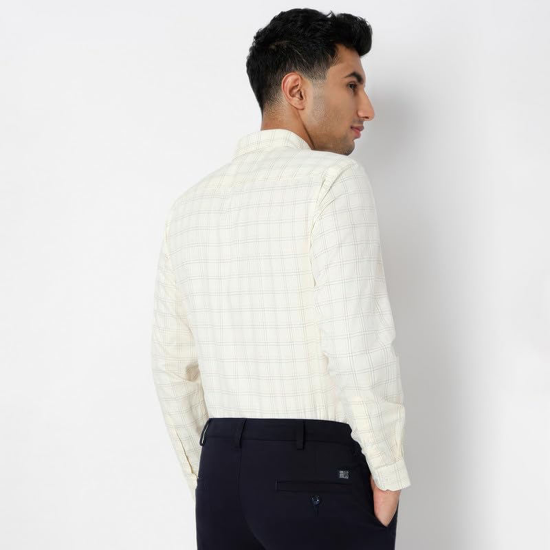 Image of MARK & ALBERT 100% Cotton Full Sleeves Regular Fit Formal Shirt for Men Blue