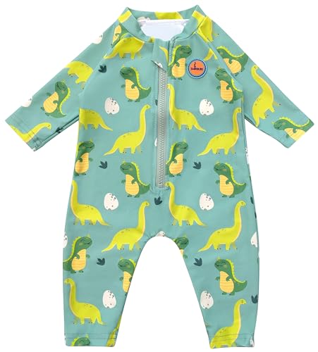 Swimbubs Baby UV Swimsuit Boys Sunsuit Swimwear Girls Sun Protection Rash Guard Vest Toddler UPF50 Wetsuit (3-6 Months, Green Dinosaur)