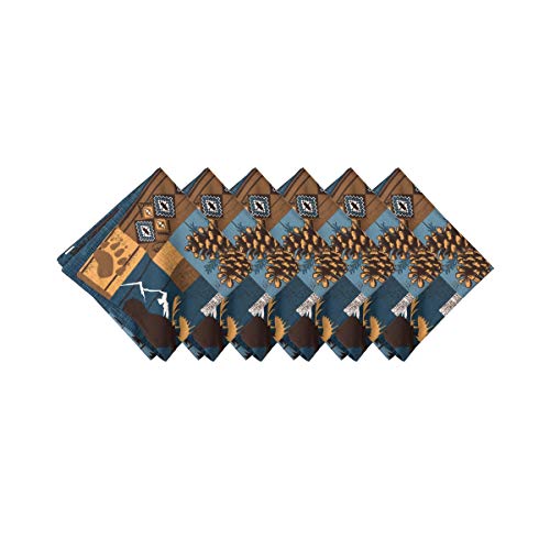 Set de 6 Servilletas de Tela Cuadradas Algodón Azul miniatura 2