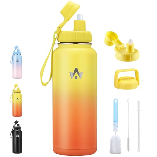 ALongSong Bottiglia di acqua in acciaio inox,Yellow