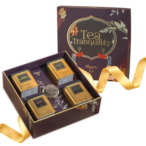 CHAYAM Tea Tranquility Gift Set | 4 Loose Leaf Blends & Stainless...