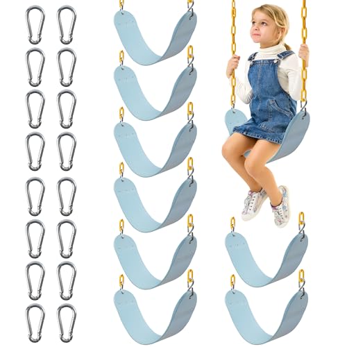 Image of Sunnyglade 8PCS Swings Seats Heavy Duty with 66 inch Chain, Playground Swing Set Accessories Replacement with Snap Hooks, Support 250lb (8, Pastel Blue)