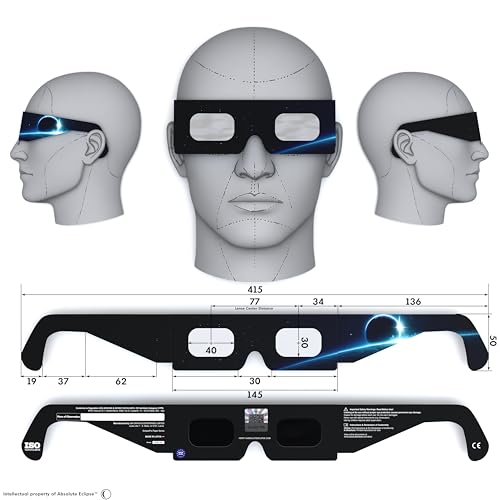Absolute Eclipse Sonnenfinsternis Brille Astronomie 2026 zum Sehen der Sonnenfinsternis - ISO 12312-2 CE Zertifiziert - 6er Pack Familie - Design Orbiter - EU Hersteller Anerkannt AAS