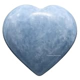 Amazing Gemstone Blue Calcite Celestite Crystal Heart Palm Stone - Pocket Massage Worry Stone for Natural Body Chakra Balancing, Reiki Healing and Crystal Grid