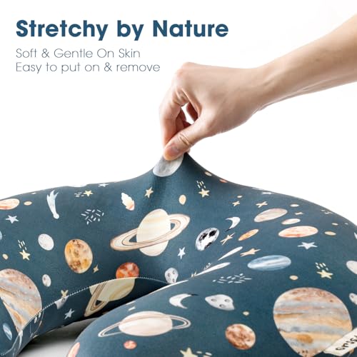 Image of GRSSDER Reversible Nursing Pillow Cover, Ultra Soft Stretchy Minky Removable Nursing Covers Fitted for Breastfeeding Pillows Snug and Safe, Comfortable Slipcover for Boys, Stylish Original Print