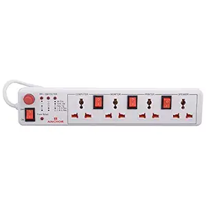 ANCHOR 1440W 4 Way Power Strip with Individual Switch (240V, multicolour)