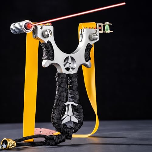 Image of Slingshot Heavy Duty Metal Catapult with Laser Sight Stainless Steel Frame for Adults Beginners Outdoor Target Practice Professional Gulel Slingshot Multicolor (Handle with Grip)
