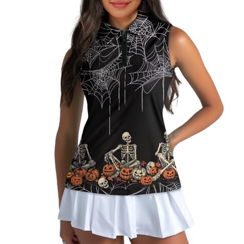 GULANGYU Halloween Print Womens Golf Shirt Sleeveless Polo Shirts Tennis Tank Top4