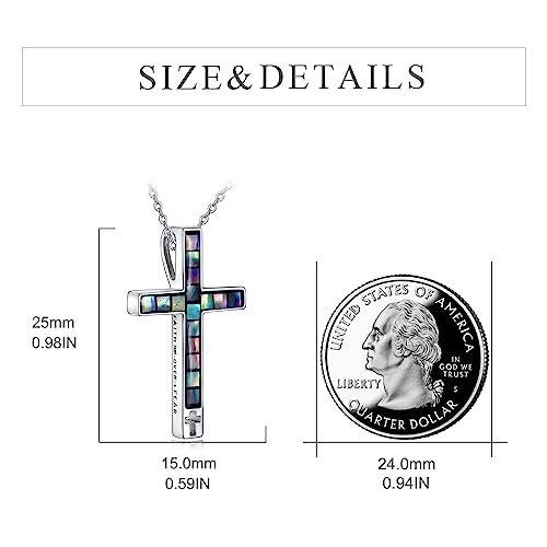 CRMAD Religious Cross Necklace for Women Sterling Silver Faith over Fear Cross Pendant Jewelry Gifts(cross)3