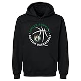 500 LEVEL Jaylen Brown Boston Celtics Men's Hoodie Sweatshirt - Jaylen Brown Boston Celtics Player Ball WHT (Black, Large)