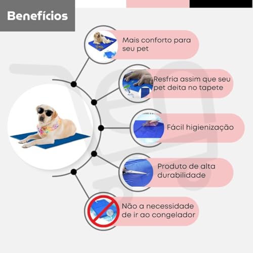 Tapete Gelado para Pets Refrescante Calor Cachorro e Gato Colchonete Azul Conforto Verão Térmico