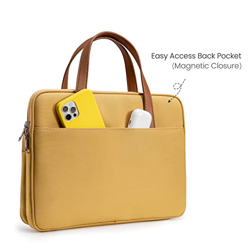 Image of tomtoc 13-14 Inch Laptop Carrying Case for MacBook Air, MacBook Pro, Microsoft Surface Laptop Studio /Book, Water-Resistant Multi-Functional Laptop Handbag Briefcase for Daily Business, Study, Yellow