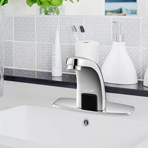 Brushed Nickel Touchless Bathroom Vanity Faucet, Automatic Sensor Modern Sink Faucets With Hole Cover Plate, Commercial Hands Free Faucet Copper Material, Motion Sensor Faucet #TOP6