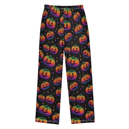 Halloween Pajama Pants Stars Colorful Pumpkins Long Sleep Pants Lounge Bottoms2