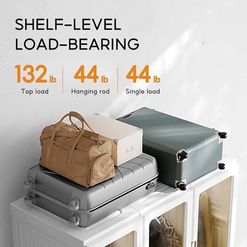 Dripex Portable Wardrobe Closet Storage Organizer Transparent Door Panels,Suitable for Living Room, Bedroom,Plastic Wardrobe with Magnetic Door and Easy Assembly