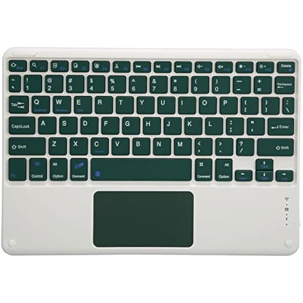 Ultracienka Bezprzewodowa Klawiatura Bluetooth z Wbudowanym Panelem Dotykowym, Cicha Ergonomiczna Lekka Przenośna Klawiatura Wielokrotnego ładowania, do Smartfonów, Tabletów,(Ciemnozielony)