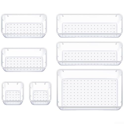 Cajonera de almacenamiento con particiones de plástico para escritorios y armarios de oficina y hogar, diseñada para organizar y ordenar objetos pequeños (juego de 7 piezas)