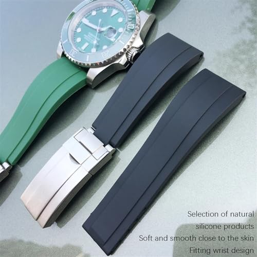 Bracelet de montre caoutchouc 20mm compatible Rolex GMT Master fermoir acier