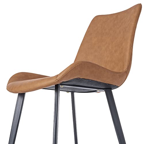 Dining Chair Modern Mid Century Dining Chair Faux Leather Upholstered Side Chair Kitchen Room Chair With Metal Legs For Home Coffee (Brown, Set Of 4) #TOP4