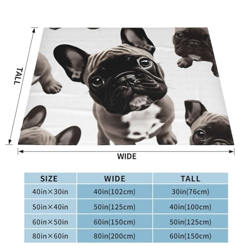 Couverture bouledogue français en flanelle de microfibre douce 152x127 cm - 4
