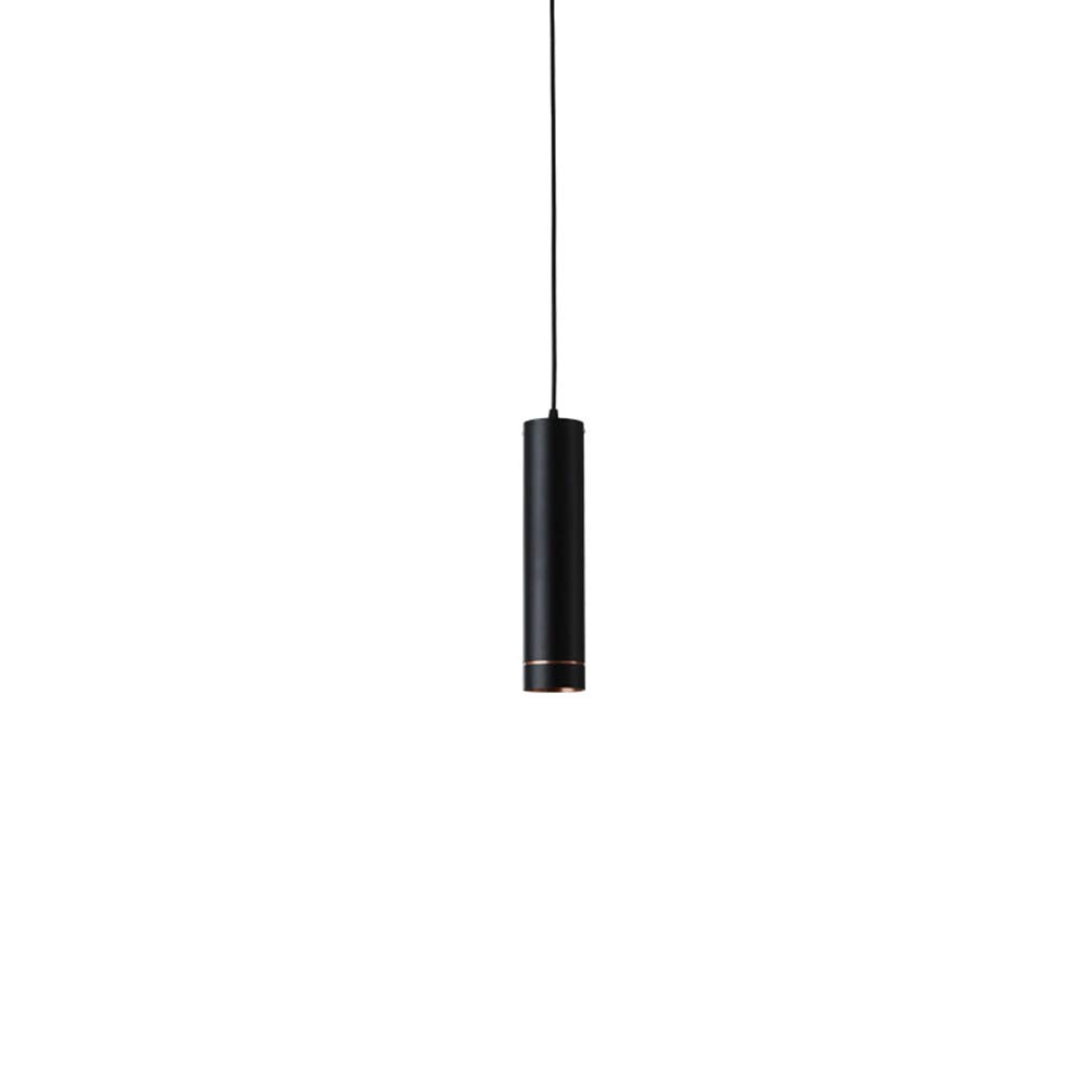 Lustre Suspension LED Cylindrique Noir en Aluminium pour Design Épuré