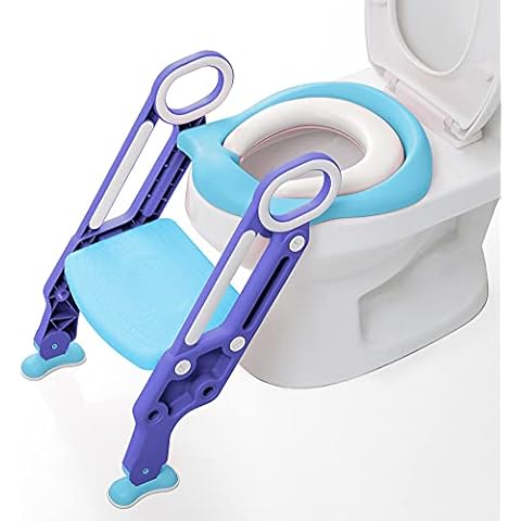 GRANDMA SHARK Kids Toilet Potty Training Chair, Anti-Slip Potty Training Toilet Chair with Foldable for Kids Toddler Unisex (Blue) Cover